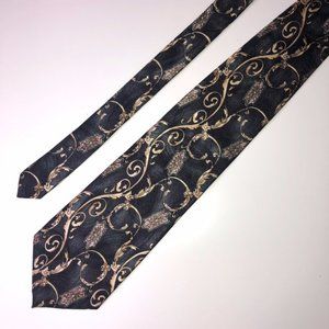 EUC Wembley Neck Tie - Black & Gold Pattern